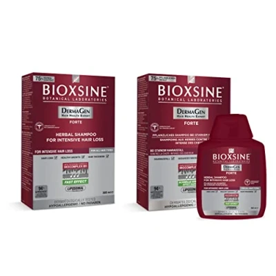 Image of 2 x Forte shampoo for strong hair loss woman and man with vegetable accelerate growth fast remedy 300 ml by Bioxsine (2x300)