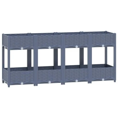 Image of vidaXL Durable Polypropylene Raised Bed with 2 Shelves for Gardens, Patios, Balconies Spacious DIY Assembly Brown