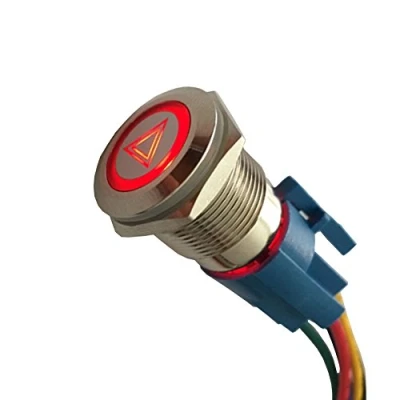 Image of Supmico 12V Car Red LED Light Lamp Emergency Hazard Warning Push Button Metal Toggle Switch 19mm