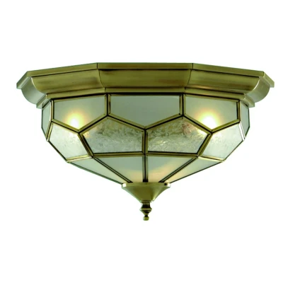 Image of Flush Ceiling 2 Light Antique Brass, E14