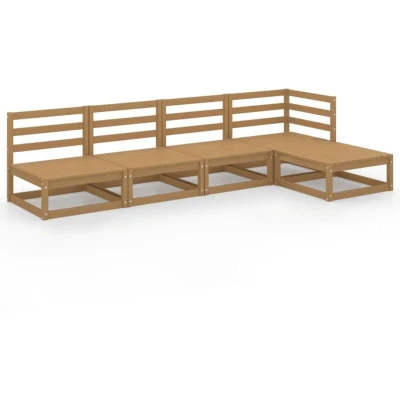Image of vidaXL 5 Piece Garden Lounge Set Honey Brown Solid Wood Pine