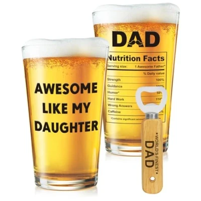 Image of VivaJoy Birthday Gifts for Dad Ideal Gifts, Presents Beer Glasses, Daddy from Daughter Son