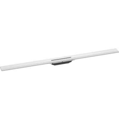 Image of hansgrohe 56054700 RainDrain Flex Fertigset Duschrinne 1200 kürzbar zur Wandmontage Mattweiß Complete Set Shower Channel, matt White, 120 cm