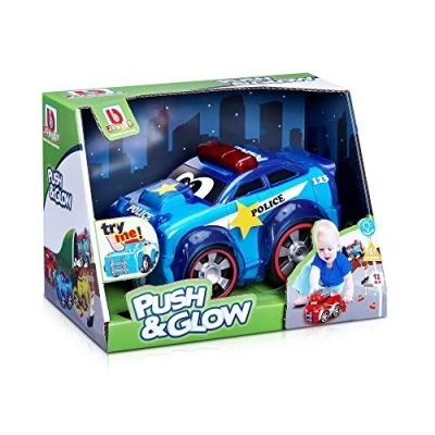 Image of Bburago B16 89004 BB Junior Push &amp; Glow Police Light Up Preschool Toy Car Vehicle, Multiple Colours