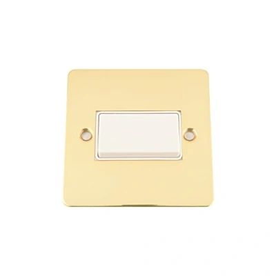 Image of Fan Isolator 3 Pole Switch Polished Mirror Brass Flat White Insert Plastic