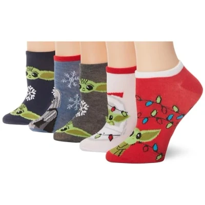 Image of STAR WARS Women&#039;s Mandalorian Holiday 5 Pack No Show Socks, Red Sherbet, 8 10 UK