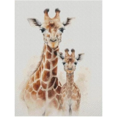 Image of Giraffe and Color counted cros stitch kits,100% cotton,14count, 150x200 26x 36 cm cotton cozy wide animal portrait wall decor cross kits