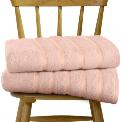 Image of GC GAVENO CAVAILIA Bath Sheet Towel Set of 2 Soft &amp; Super Absorbent Large 500 GSM Ringspun Cotton Towels Set, Blush Pink
