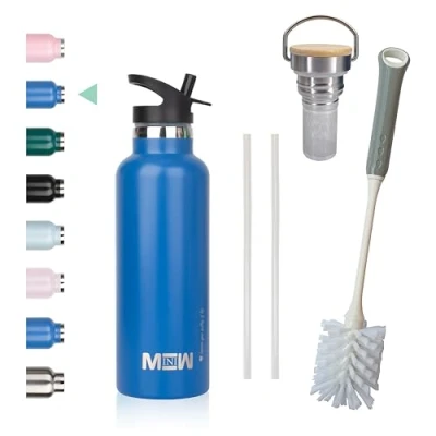 Image of MINIW Stainless Steel Bottle 500ml, 750ml, BPA Free Kids Bottle, Leak proof Insulated Thermos, Stylish for Sports, Gym, School, Travel (Blue 0.5L)