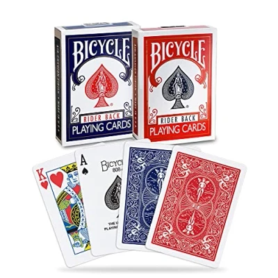 Image of Bicycle Rider Back Playing Cards, Standard Index, Poker Premium Red &amp; Blue, 2 Count (Pack of 1)