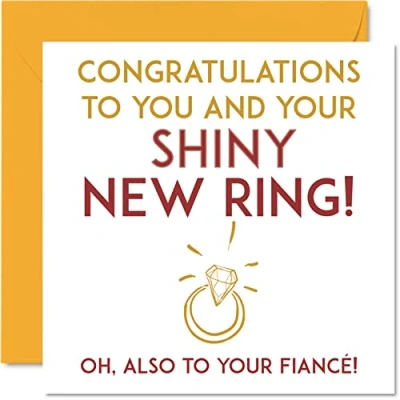 Image of Funny Engagement Cards for Couples Your Shiny New Ring Congratulations Happy Gifts, Joke Congrats Card, 145mm x Banter Wedding Marriage Greeting Fiance Fiancee