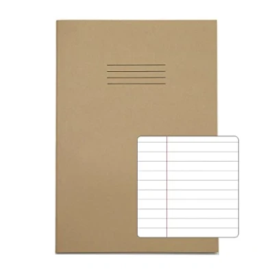 Image of Rhino A4 Exercise Book 64 Page, Buff, 8mm Ruled &amp; Margin Pages (Pack 50)