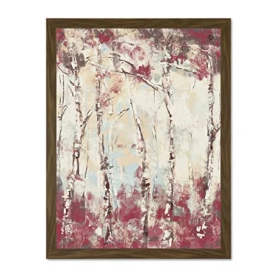 Image of Wee Blue Coo Birch Trees Abstract Painting Large Framed Art Print Wall Poster 18x24 inch