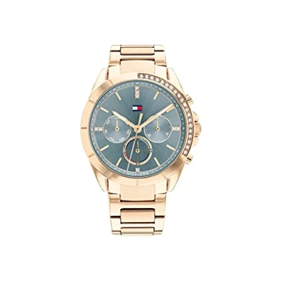 Image of Tommy Hilfiger Analogue Multifunction Quartz Watch for Women with Carnation Gold Colored Stainless Steel Bracelet 1782386