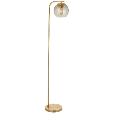 Image of Dimple Complete Floor Lamp, Satin Brass Plate, Champagne Lustre Glass