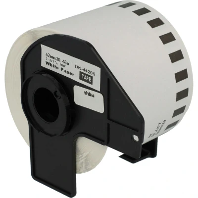 Image of 1x Label Roll with Holder 62mm x 30.48m (1 Label) Replacement for Brother DK 44205 Maker Premium, Removable Vhbw