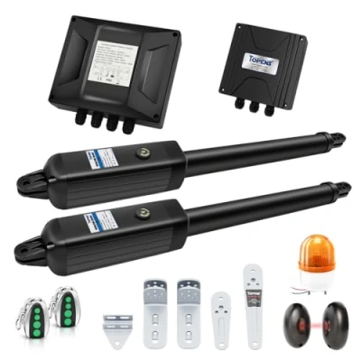 Image of TOPENS A8132 Dual Swing Gate Opener Heavy Duty Automatic Motor for Double Gates Up to 5.5m per Arm, Electric Driveway Operator AC Powered with Remote Control, Beacon and Photo Sensor