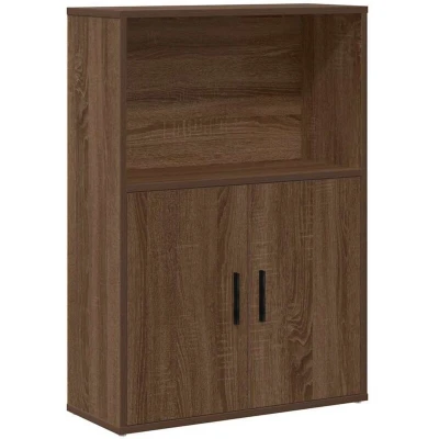 Image of vidaXL Bookcase Brown Oak 60x24x85 cm Stylish Engineered Wood Storage Cabinet with Ample Space for Living Room or Office