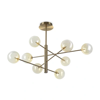 Image of Equinoxe 8 Light Multi Arm Pendant Ceiling Shaded Amber