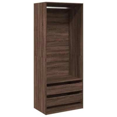 Image of vidaXL Wardrobe Armoire Closet Clothes Organizer in Brown Oak Engineered Wood, Compact Design with Ample Storage, Ideal for Living Room/Bedroom/Home Office 80 x 50 200 cm
