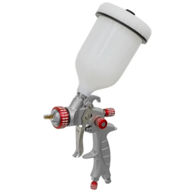Image of Sealey Premier HVLP Gravity Feed Spray Gun 1.3mm Set Up