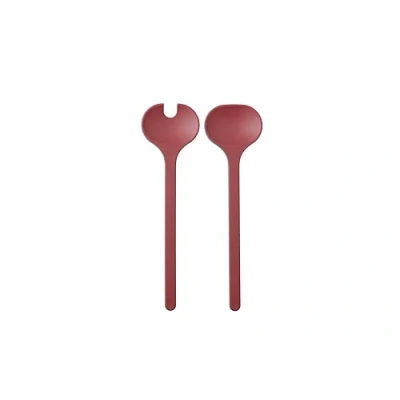 Image of Mepal Salad server set 2 piece Silueta Dishwasher resistant couverts fork and spoon Vivid mauve