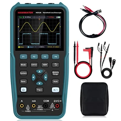 Image of HANMATEK 3 in 1 Handheld Oscilloscope Multimeter with 2 Channels HO52S 3.5&quot;TFT Oscilloscop, 50Mhz Waveform Generator Backlit Screen, Auto Calibration Function, Memory Multi Tester