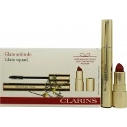 Image of Clarins Supra Volume Gift Set 8ml Mascara Black + 1.5g Joli Rouge Velvet #742