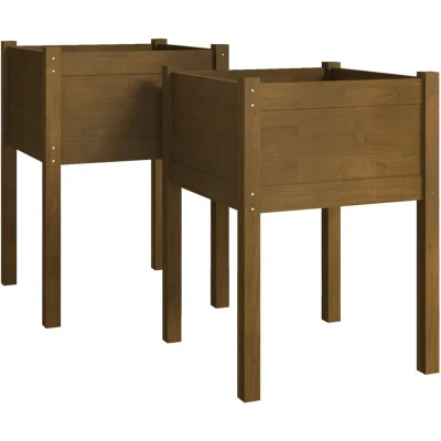 Image of vidaXL Garden Planters 2 pcs Honey Brown 50x50x70 cm Solid Pinewood