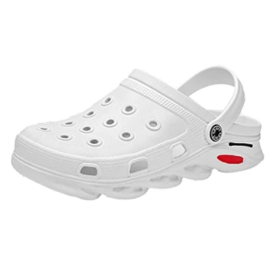 Image of Rengzun Men’s Clogs Slip On Garden Shoes Breathable Mesh Sandals Unisex Lightweight EVA Slippers Size 3 12 White