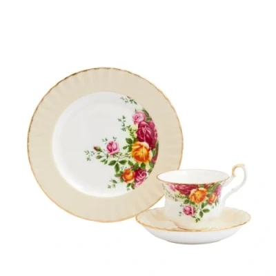 Image of Royal Albert Teaware &amp; Coffee Sets, High Quality Bone China, Old Country Rose Teacup Saucer Plate, Vanilla, 3pcs