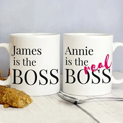 Image of Ceylon Teabox Personalised The Real Boss Mug Set Gift