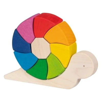 Image of GOKI 58368 Rompecabezas y bloques de construcción, Caracol Pauline 17 Wooden Puzzles, Multicolored, One Size