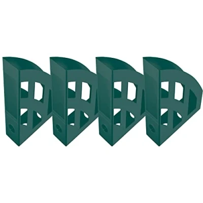 Image of helit H2661052 Magazine File &quot;The Green Bridge&quot;, DIN A4 C4, Made of Recycled Plastic, Blue Angel Certified, Green, Pack 4