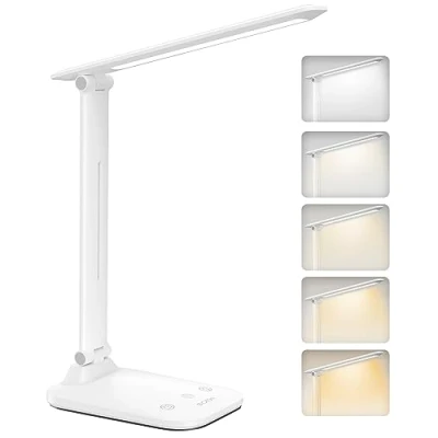 Image of BICKON Desk Lamp, 5 Colour &amp; 15% 100% Adjustable Brightness Dimmable LED Lamp for Study, Eye Caring Light USB Powered, Auto Timer Table Desk, Office, Reading, Bedroom, Gifts