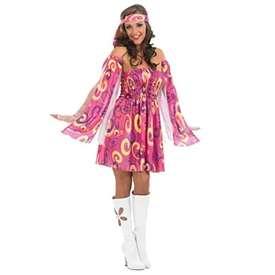 Image of Fun Shack Gogo Girl Costume Women, 60s Fancy Dress for 70s Hippie Women XX Large