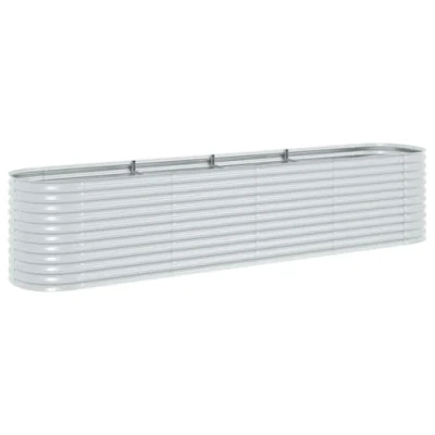 Image of vidaXL Galvanised Steel Raised Garden Bed 400x80x81cm Oval Silver Planter for Outdoor Plants, Vegetables, and Herbs