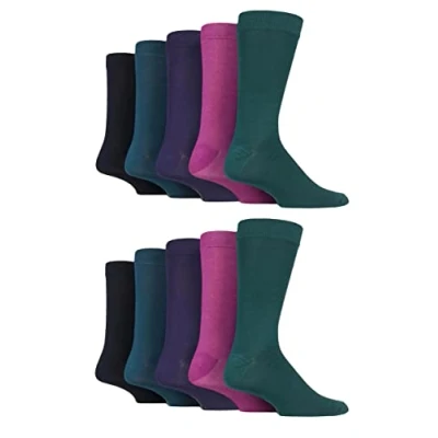 Image of SockShop Mens Plain, Striped and Patterned Bamboo Socks Pack of 10 Jewel Plain 7 11