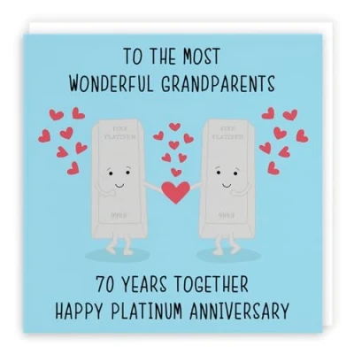 Image of Hunts England Grandparents 70th Anniversary Card To Wonderful 70 Years Together Happy Platinum Iconic Collection