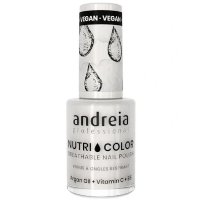 Image of Andreia Professional NutriColor Breathable Nail Polish Vegan and Cruelty Free DIY Art with Long Lasting Gloss Finish Colour NC1 White 10.5ml