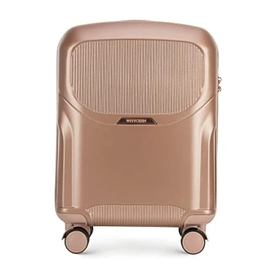 Image of WITTCHEN Lady 2 Stylish Cabin Suitcase Hand Luggage Small Travel Case Hard Wearing Polycarbonate 4 Double Wheels TSA Combination Lock 2,9 kg 36 L Size S Muted Pink Elements in Rose Gold