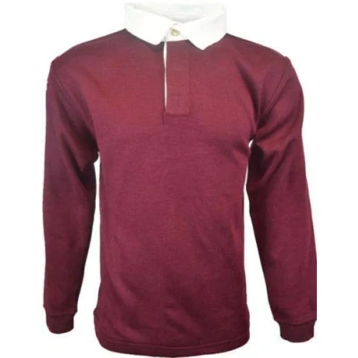 Image of Men Rugby Long Sleeve Polo Shirts (Burgundy, Large)