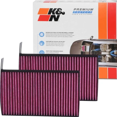 Image of 64116809933, 64116991537, 64119163328, 64119163329, 64119272641 Pollen Filter K&amp;N Filters DVF5080 Activated Carbon 246mm 30mm Square