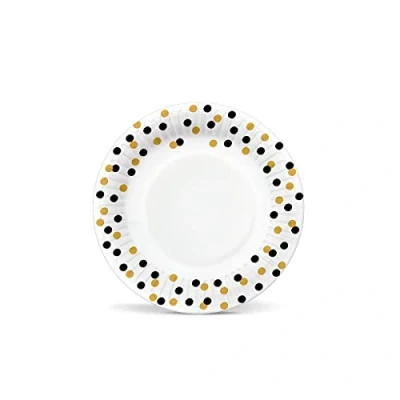 Image of PAW Paper Plates (18 cm) I 8 Pieces Colourful Disposable Ideal for Weddings, Communions, Parties, Birthdays Printed with Water Based Inks Colour: Confetti (Gold Black)