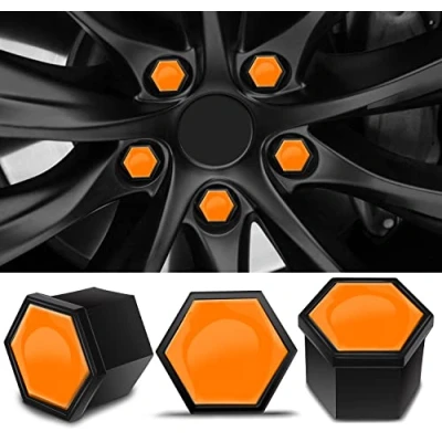 Image of Biomar Labs 16pcs Wheel Nut Covers 4 pcs Locking Bolt Caps Universal Removal Tool Orange 19mm LB 39