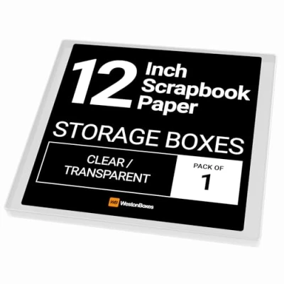 Image of WestonBoxes 12x12 (12.5 x 13.5 Inch / 31 33.5cm) Plastic Storage Box for Scrapbooking and Paper Crafts 2.6 Litre Volume (Pack of 1)