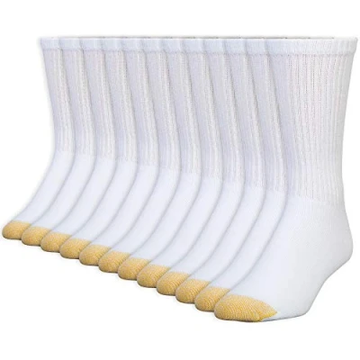 Image of Gold Toe Men&#039;s 656s Cotton Crew Athletic Socks, Multipairs, White (12 Pairs), X Large (Pack of 12)