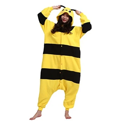 Image of Unisex Adult Animal Cosplay Costume Onesie Pajamas Nightwear Yellow bee