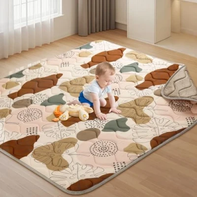 Image of Tuocal Baby Play Mat, 127x127cm Mats for Floor Portable Foldable Playpen Thicken Soft Padding Mat Non Slip Crawling Machine Washable Babies and Toddlers Infants