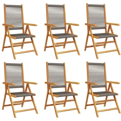 Image of vidaXL Reclining Garden Chairs 6 pcs Grey Solid Wood Acacia